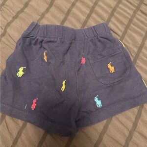 Ralph Lauren Dark Blue Polo Shorts with Colorful Logos
